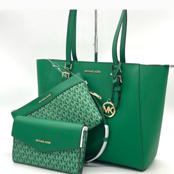 🔹️Michael Kors 🔹️Green Large Charlotte 3 in 1 Convertible Tote Bag ✨️💚 - Picture 4 of 12